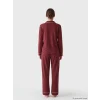 LCW DREAM Bordo Gömlek Yaka Baskılı Kadın Pijama Takımı