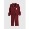 LCW DREAM Bordo Gömlek Yaka Baskılı Kadın Pijama Takımı