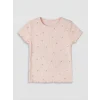 LCW Kids Pembe Kalp Desenli Fitilli Kız Çocuk Tişört