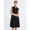 LCW EVERYDAY Siyah Polo Yaka Pike Mini Elbise