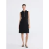LCW EVERYDAY Siyah Polo Yaka Pike Mini Elbise