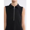 LCW EVERYDAY Siyah Polo Yaka Pike Mini Elbise