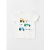 LCW baby Beyaz Bisiklet Yaka Kısa Kollu Baskılı Erkek Bebek Şortlu Pijama Takımı