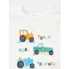 LCW baby Beyaz Bisiklet Yaka Kısa Kollu Baskılı Erkek Bebek Şortlu Pijama Takımı