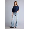 Defacto H7189AXNV241 Lacivert Loose Fıt kısa kollu tişört