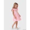 LCW Kids Pembe Bisiklet Yaka Baskılı Fırfırlı Kız Çocuk Penye Elbise