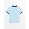 LCW Kids Mavi Polo Yaka Nakışlı Kısa Kollu Erkek Çocuk Tişört