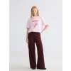 LCW Modest Mürdüm Beli Lastikli Soft Touch Kadın Eşofman Altı