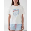 LCW DREAM Mavi Bisiklet Yaka Baskılı Kadın Şortlu Pijama Takımı