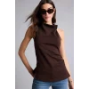 Defacto F8007AXBN267 Kahve Slım Fıt Halter Yaka Bluz
