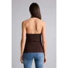 Defacto F8007AXBN267 Kahve Slım Fıt Halter Yaka Bluz