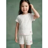 LCW Kids Ekru Bisiklet Yaka Baskılı Kız Çocuk Tişört