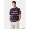 XSIDE Lacivert Polo Yaka Çizgili Erkek Tişört