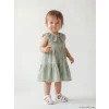 LCW baby Yeşil Bebe Yaka Çiçekli Kız Bebek Elbise