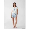 LCW DREAM Ekru Çiçekli Kadın Şortlu Pijama Takımı