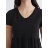 LCW Comfort Siyah V Yaka Katkat Elbise