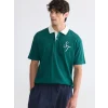 XSIDE Yeşil Rahat Fit Nakışlı Polo Yaka Erkek Tişört
