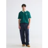 XSIDE Yeşil Rahat Fit Nakışlı Polo Yaka Erkek Tişört