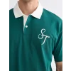 XSIDE Yeşil Rahat Fit Nakışlı Polo Yaka Erkek Tişört