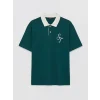 XSIDE Yeşil Rahat Fit Nakışlı Polo Yaka Erkek Tişört