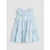 LCW baby Mavi Bebe Yaka Çiçekli Kız Bebek Elbise