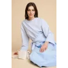 Defacto H1876AXBE745 Mavi Regular Fıt Poplin Uzun Kollu Tunik