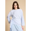 Defacto H1876AXBE745 Mavi Regular Fıt Poplin Uzun Kollu Tunik