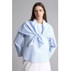 Defacto H1876AXBE745 Mavi Regular Fıt Poplin Uzun Kollu Tunik