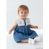 LCW baby Mavi Bebe Yaka Nakışlı Kız Bebek Jean Elbise