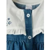 LCW baby Mavi Bebe Yaka Nakışlı Kız Bebek Jean Elbise