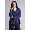 Defacto H0278AXNV31 Lacivert Regular Fıt Keten Karışımlı Uzun Kollu Tunik
