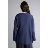 Defacto H0278AXNV31 Lacivert Regular Fıt Keten Karışımlı Uzun Kollu Tunik
