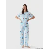 LCW Young Mavi Bisiklet Yaka Baskılı Kadın Pijama Takımı