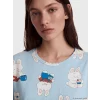 LCW Young Mavi Bisiklet Yaka Baskılı Kadın Pijama Takımı