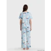LCW Young Mavi Bisiklet Yaka Baskılı Kadın Pijama Takımı