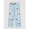 LCW Young Mavi Bisiklet Yaka Baskılı Kadın Pijama Takımı