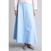 Defacto H1920AXBE745 Mavi A Kesim Poplin Maxi Etek