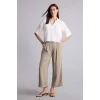 Defacto H1929AXKH341 Haki Wıde Leg Fermuarlı Normal Bel Düz Paça Tencel Pantolon