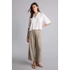 Defacto H1929AXKH341 Haki Wıde Leg Fermuarlı Normal Bel Düz Paça Tencel Pantolon