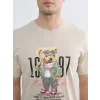 LC WAIKIKI Gri Bisiklet Yaka Teddy Baskılı Erkek Şortlu Pijama Takımı
