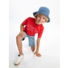 LCW Kids Kırmızı Bisiklet Yaka Baskılı Kısa Kollu Erkek Çocuk Tişört