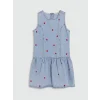 LCW Kids Mavi Kalp Nakışlı Kız Çocuk Jean Elbise
