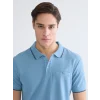 LCWAIKIKI Classic Mavi Polo Yaka Erkek Dokulu Tişört