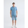 LCWAIKIKI Classic Mavi Polo Yaka Erkek Dokulu Tişört