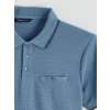 LCWAIKIKI Classic Mavi Polo Yaka Erkek Dokulu Tişört