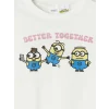 LCW Kids Ekru Minions Baskılı Kız Çocuk Şortlu Pijama Takım