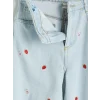 LCW Kids İndigo Wideleg Çilek Nakışlı Kız Çocuk Jean Pantolon