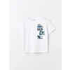 LCW Kids Beyaz Oversize Bisiklet Yaka Erkek Çocuk Tişört