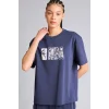 Defacto G9522AXIN275 İndigo NBA Wordmark Relax Fıt Kısa Kollu Tişört