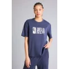 Defacto G9522AXIN275 İndigo NBA Wordmark Relax Fıt Kısa Kollu Tişört